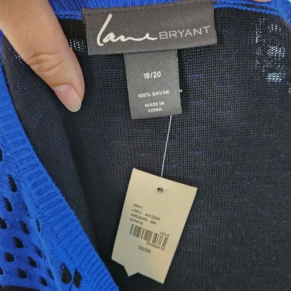 NEW Lane Bryant Womens Sweater Dress Plus Sz 18/20 Black Blue 3/4 Sleeve NWT - Picture 10 of 11